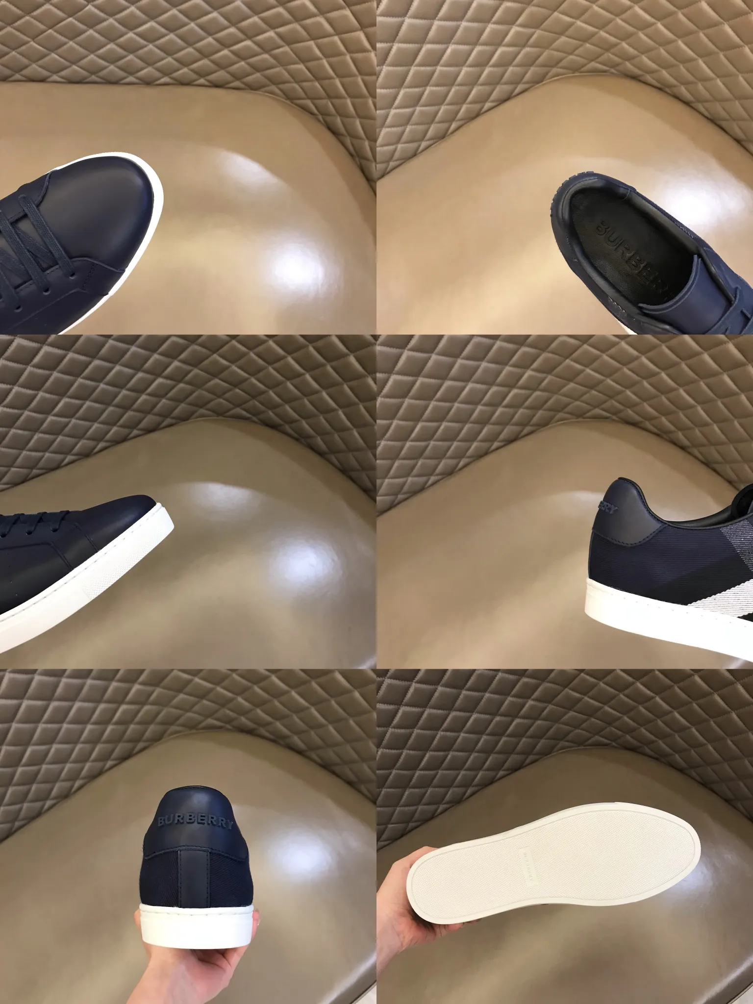 ¥380▫️B’s men’s classic low-top sneakers are reinterpreted in Vintage plaid cotton and cowhide materials, and decorated with a new brand logo. First-layer cowhide lining, embossed Burberry logo on the heel, and original TPU outsole! 38-44 (45 customized)
